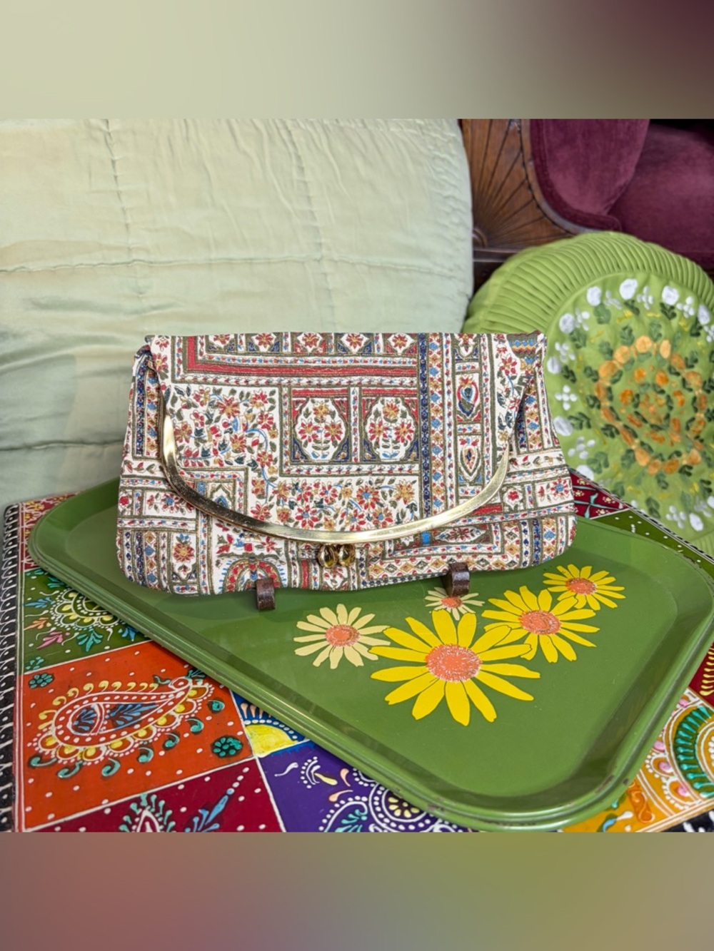 60s Tapestry Print Clutch